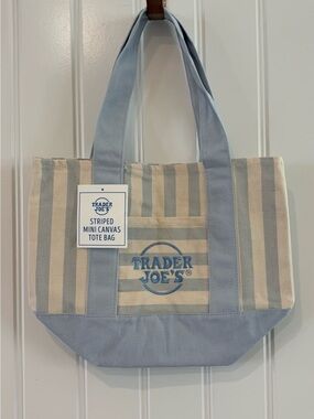 New 2026 Limited Edition Trader Joe's Striped Mini Canvas Tote Bag